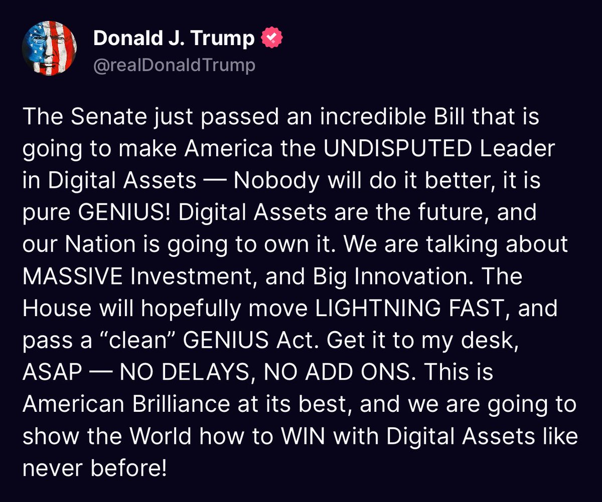 最新消息：唐纳德·特朗普总统刚刚发文称，数字资产代表着未来，我们国家将通过大规模投资和重大创新来掌控它。
#HCN #HDO #喜币 #TDCCP