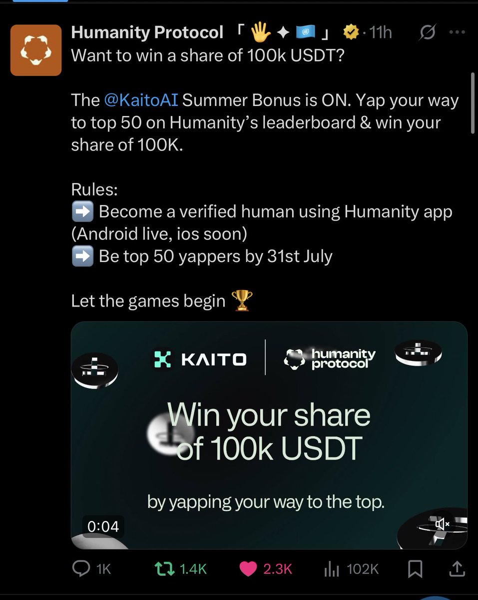 ROBERT (@red_manba) on Twitter photo <a href="/Humanityprot/">Humanity Protocol 「 🖐️ ✦ 🇺🇳 」</a> Is dedicated to rewarding their community , there’s no better time than now to show how dedicated you are to the overall success of the project .
$H <a href="/Humanityprot/">Humanity Protocol 「 🖐️ ✦ 🇺🇳 」</a> Is dedicated to rewarding their community , there’s no better time than now to show how dedicated you are to the overall success of the project .
$H