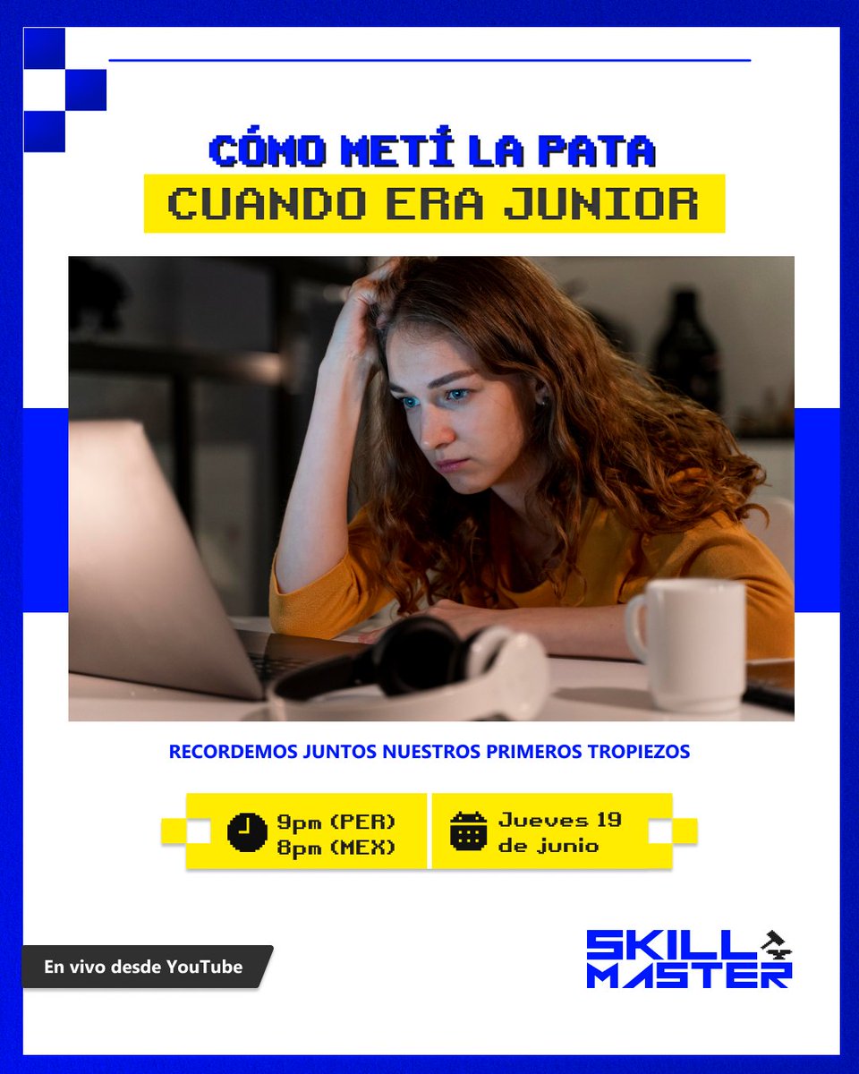Hablemos de esos errores que marcan el inicio de casi cualquier carrera dev: Este jueves en directo desde Youtube, recordamos los primeros tropiezos que nos enseñaron a trabajar mejor.

🔗youtube.com/@skillmaster15…

#ErroresDeJunior #GameDev #PodcastDev #SkillmasterAcademy