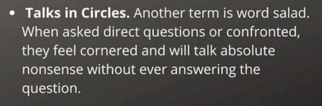 NarcissistBox's tweet image. #wordsalad #talkingincircles #nonsense #direct #questions #narcissists #signs #redflags