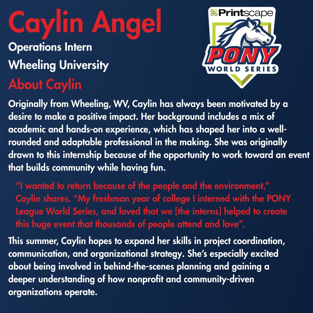ponyworldseries's tweet photo. It takes a village to bring the World Series to life—and ours runs on heart, hustle, and volunteers. We're a 501C3 nonprofit powered by hundreds of volunteers, but today we’re shouting out two MVPs behind the scenes: interns Caylin Angel and Mirranda Rinehart. From planning to prepping, they’re doing the heavy lifting to make this summer unforgettable. Drop a thank you in the comments and be sure to come see them at Historic Lew Hays PONY Field, Aug. 8-13!