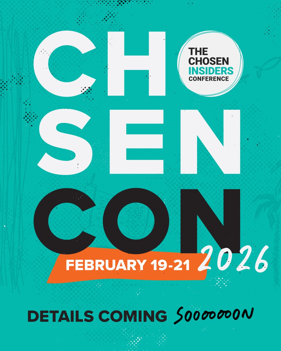 Just 246 days until ChosenCon 2026. Join us February 19th through the 21st for a Chosen family reunion featuring the cast, crew, immersive experiences...basically everything you need for the perfect long weekend. More details are coming soon, so mark your calendars and sit tight.