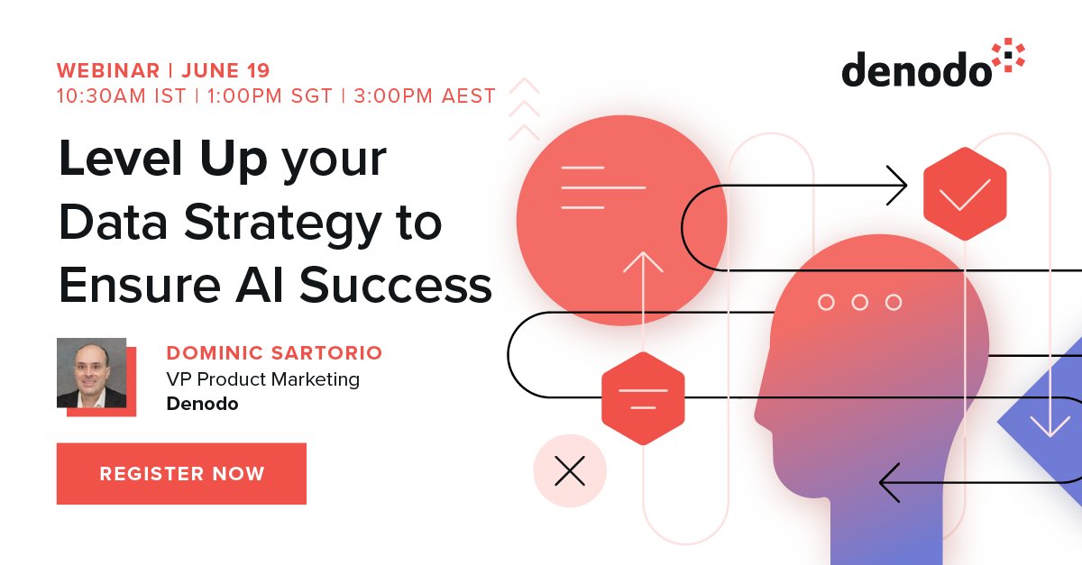 ⏳ Last call! Is your #DataStrategy ready to power your AI goals?

Join Dominic Sartorio of #Denodo to explore 4 key #DataManagement capabilities that turn #cloud &amp; #Lakehouse investments into real #AI success.

🎯 Register now: okt.to/4ORMzP

#AIreadyData #GenerativeAI