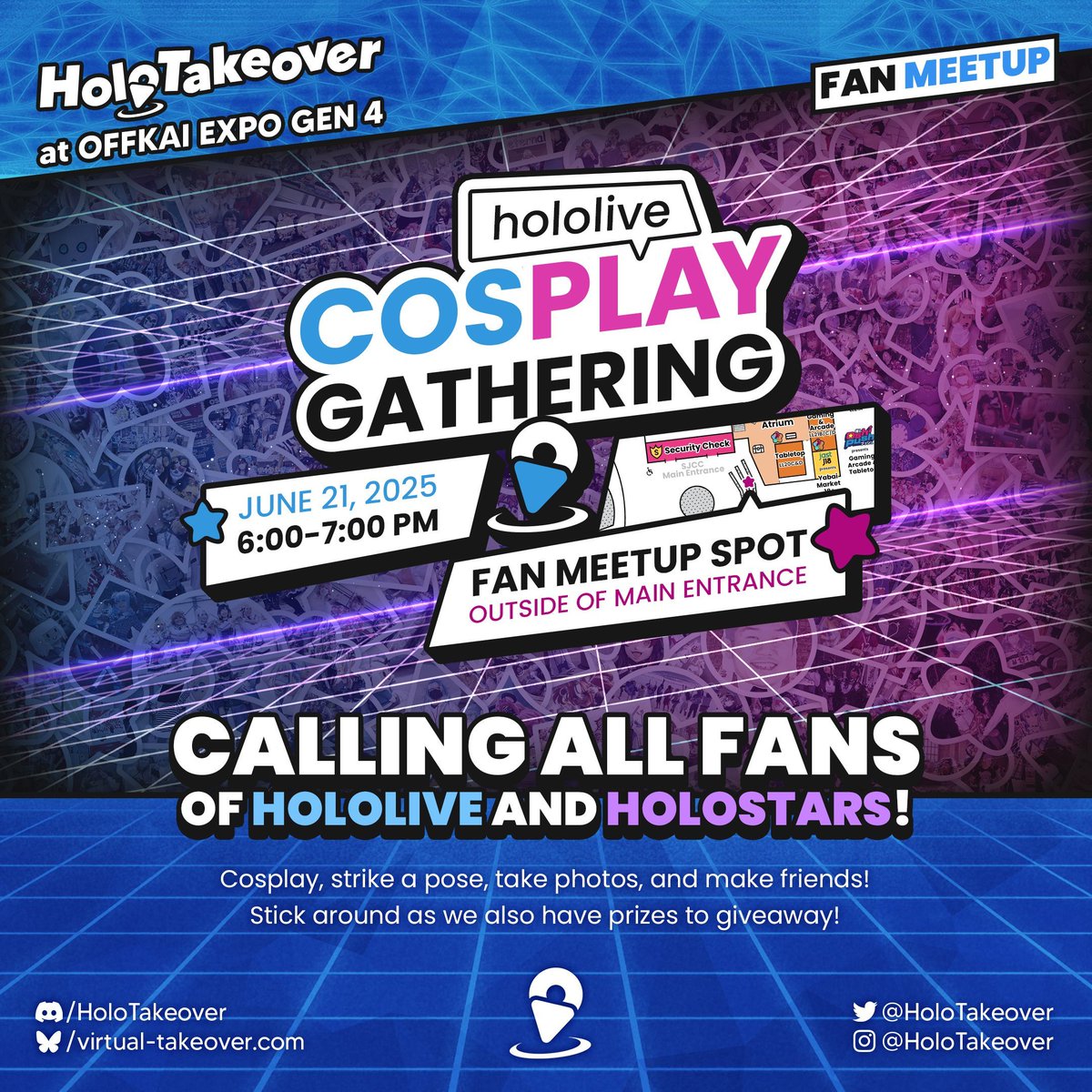 Don't think we forgot!

Join us on Saturday June 21st @ 6Pm for our hololive Cosplay Gathering at #OffKaiGen4!

All hololive and HOLOSTARS cosplay welcome!

See you then! 😎