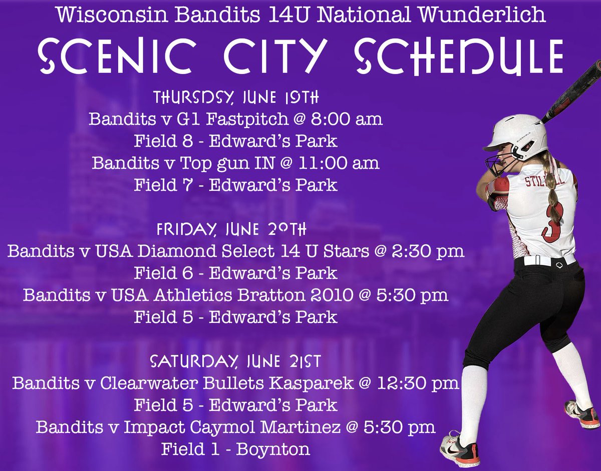 🚨SCHEDULE DROP🚨 

The Bandits have arrived in Chattanooga! The Scenic City Showcase begins bright and early tomorrow morning! Tune in on the links below to watch the games!

GameChanger: 
web.gc.com/teams/27eXHZ24…

AthletesGoLive:
app.athletesgolive.com/Team/Team/RUFB…

#gobandits