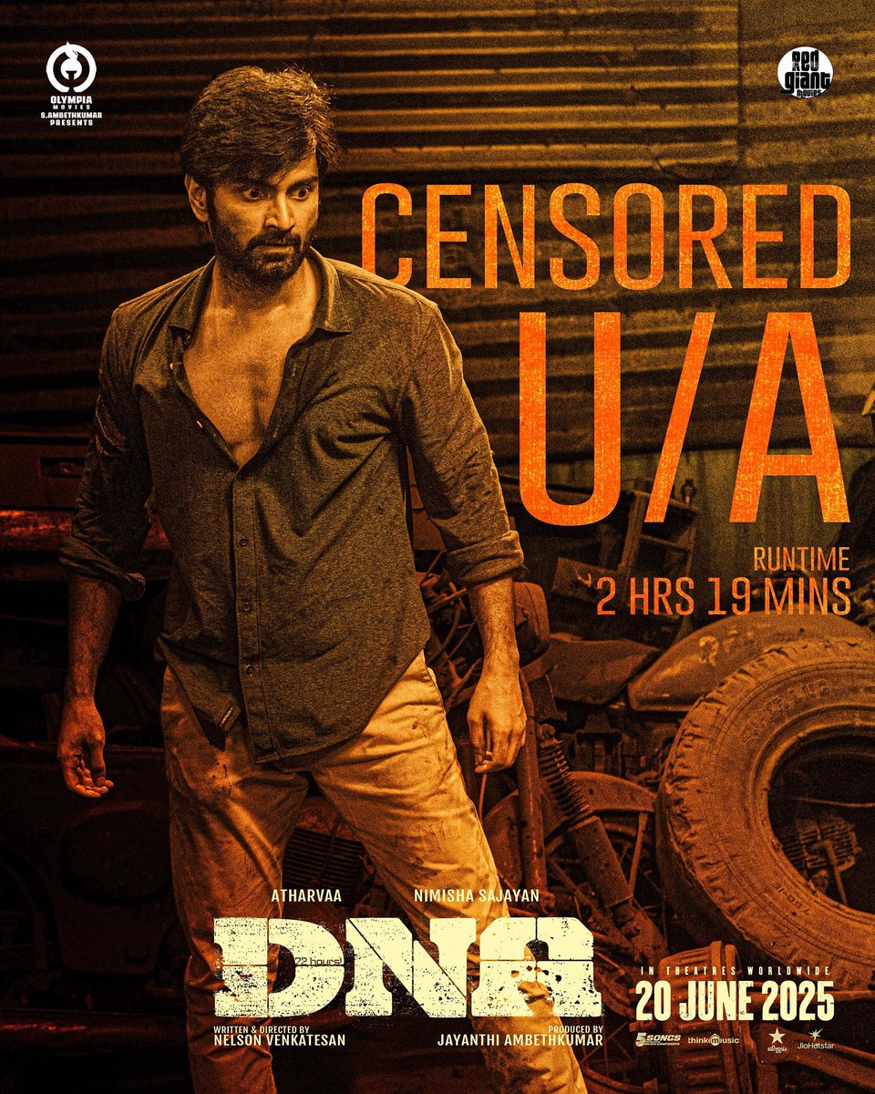 Red Giant Movies (@redgiantmovies_) on Twitter photo Yes, it’s a film for all — censored "U/A" ❤️💥
#DNAMovie from June 20th !!
Starring : <a href="/Atharvaamurali/">Atharvaa</a> & #NimishaSajayan
Written & directed by #NelsonVenkatesan
Produced by <a href="/Olympiamovis/">Olympia Movies</a> @Ambethkumarmla
@maanasa_chou @Filmmaker2015 @editorsabu <a href="/GhibranVaibodha/">Ghibran Vaibodha</a> Yes, it’s a film for all — censored "U/A" ❤️💥
#DNAMovie from June 20th !!
Starring : <a href="/Atharvaamurali/">Atharvaa</a> & #NimishaSajayan
Written & directed by #NelsonVenkatesan
Produced by <a href="/Olympiamovis/">Olympia Movies</a> @Ambethkumarmla
@maanasa_chou @Filmmaker2015 @editorsabu <a href="/GhibranVaibodha/">Ghibran Vaibodha</a>