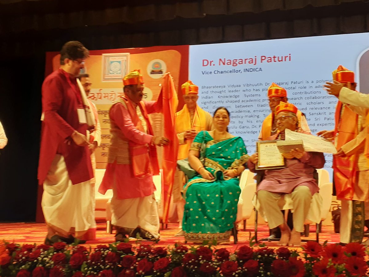 INDICA (@indicaorg) on Twitter photo INDICA is delighted to share the joyous news that our esteemed Kulpati, Prof. Nagaraj Paturi garu <a href="/nagaraj_paturi/">Nagaraj Paturi</a>, has been conferred upon with the prestigious "Prachya Vidya Vibhooshan Samman" by the Central Sanskrit University, New Delhi <a href="/CentralSanskrit/">CENTRAL SANSKRIT UNIVERSITY</a> .
This distinguished INDICA is delighted to share the joyous news that our esteemed Kulpati, Prof. Nagaraj Paturi garu <a href="/nagaraj_paturi/">Nagaraj Paturi</a>, has been conferred upon with the prestigious "Prachya Vidya Vibhooshan Samman" by the Central Sanskrit University, New Delhi <a href="/CentralSanskrit/">CENTRAL SANSKRIT UNIVERSITY</a> .
This distinguished