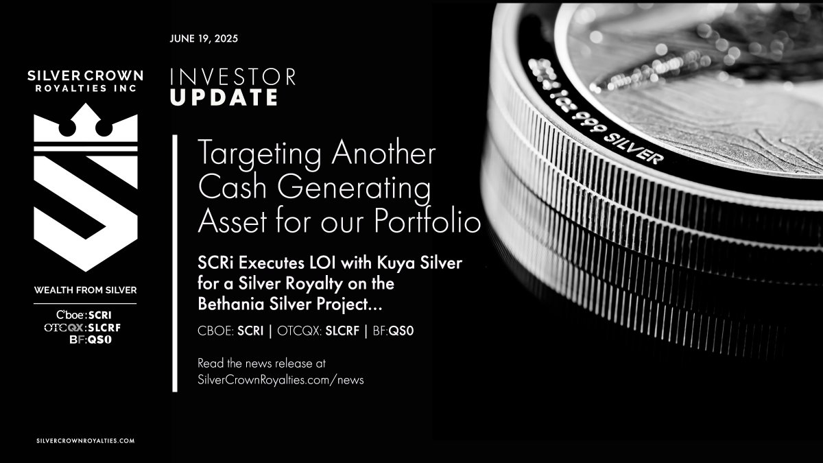 Targeting Another Cash Generating Asset...
SCRi Executes LOI with Kuya Silver
bit.ly/4kG1ywe