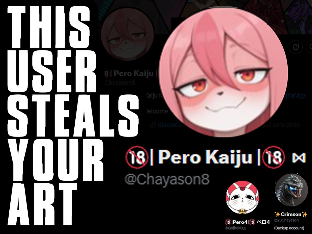 🚨ENOUGH IS ENOUGH. <a href="/Chayason8/">🔞| Pero​ Kaiju |🔞 ⋈</a> PLAGARIZES, TRACES, STEALS, AND LEAKS OTHER ARTISTS' WORK.  (A Thread)