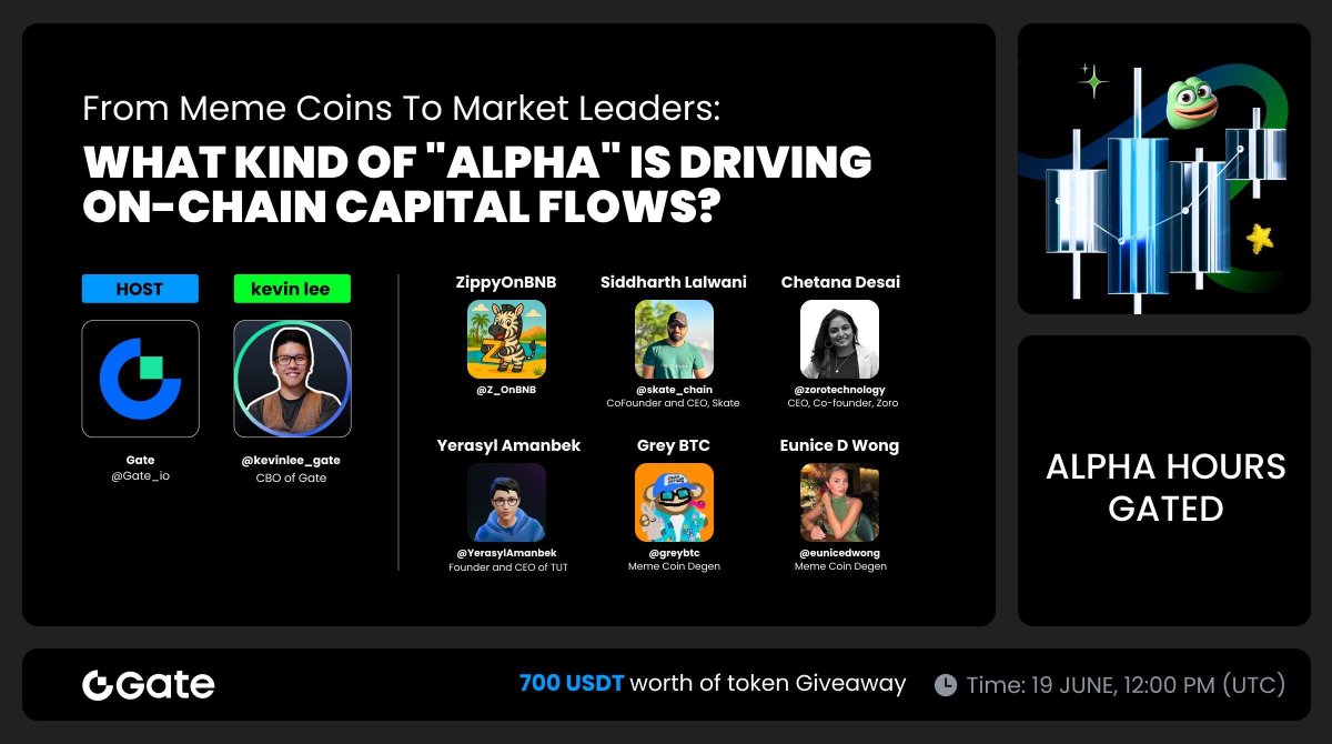 Gate.io (@gate_io) on Twitter photo 📢 Introducing "ALPHA HOURS, GATED" — our brand new weekly AMA series spotlighting the most exciting <a href="/GateioAlpha/">Gate Alpha</a> projects!
In every episode, we go beyond the surface, exploring project visions, market insights, and real alpha.
Ep. 1 kicks off today at 12PM UTC
Featuring 📢 Introducing "ALPHA HOURS, GATED" — our brand new weekly AMA series spotlighting the most exciting <a href="/GateioAlpha/">Gate Alpha</a> projects!
In every episode, we go beyond the surface, exploring project visions, market insights, and real alpha.
Ep. 1 kicks off today at 12PM UTC
Featuring