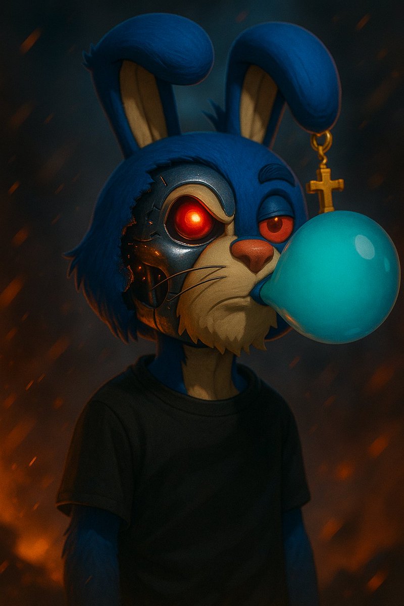 SpongiE_BooB's tweet image. In a world set ablaze, even a blue rabbit finds moments of calm a blend of spirit and steel, forever blowing hope into the chaos.
#NFTArt #CyberBunny #TerminatorVibes #ChatGPT #Btfd #Tn1