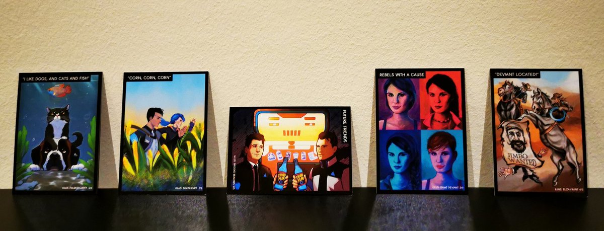 Vampirewolfey's tweet photo. Yehaa, I am so happy rn.🤩 They are so beautiful. Thanks to @BryanDechart and @AmeliaRBlaire for these beautiful cards and thanks to @ElizaFrant @brooke_beaches @dame_deviant @ShayaFury and @FSSketches for these beautiful painted images. I looove them 😍.

#paintings #artist https://t.co/D6z87q2AKU