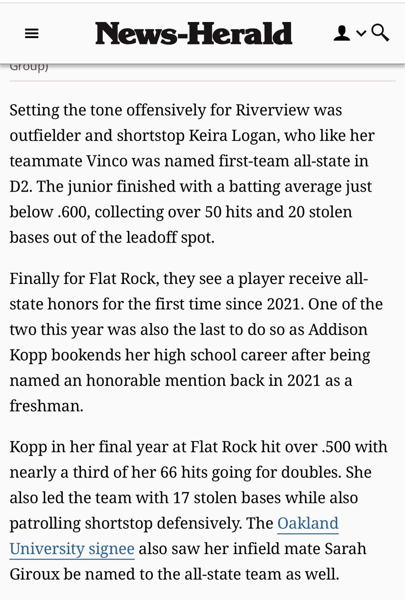 Riverview Softball (@rivbucssoftball) on Twitter photo Congratulations <a href="/KeiraLogan19/">Keira Logan</a>
All State First Team - Outfield.
<a href="/DetroitTitansSB/">Detroit Mercy Softball ⚔️</a>
<a href="/CoachDanVitale/">Dan Vitale</a>
<a href="/GatorsKetelhut/">Gators Premier Ketelhut 🐊🥎</a>
<a href="/tmoceri7/">Taylor Moceri</a> Congratulations <a href="/KeiraLogan19/">Keira Logan</a>
All State First Team - Outfield.
<a href="/DetroitTitansSB/">Detroit Mercy Softball ⚔️</a>
<a href="/CoachDanVitale/">Dan Vitale</a>
<a href="/GatorsKetelhut/">Gators Premier Ketelhut 🐊🥎</a>
<a href="/tmoceri7/">Taylor Moceri</a>