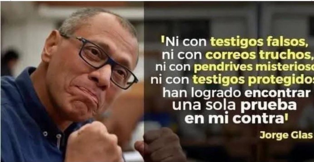 Sofía Espín Reyes (@sofiaespinrc) on Twitter photo ¡Cuánta razón en 1 tuit!👇
Lo del Vicepresidente Jorge Glas no es más que burdo ensañamiento político que ha llegado hasta la tortura. Lo usan como excusa para una narrativa falsa. Duele que tanta entrega en obras y servicios le pueda costar la vida.
#LibertadParaJorgeGlas
<a href="/CIDH/">CIDH - IACHR</a> ¡Cuánta razón en 1 tuit!👇
Lo del Vicepresidente Jorge Glas no es más que burdo ensañamiento político que ha llegado hasta la tortura. Lo usan como excusa para una narrativa falsa. Duele que tanta entrega en obras y servicios le pueda costar la vida.
#LibertadParaJorgeGlas
<a href="/CIDH/">CIDH - IACHR</a>