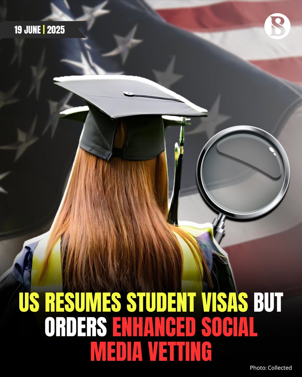 The US will resume scheduling appointments for international student visas, but with the new requirement that applicants must make their social media public for 'enhanced screening'.

[Link in Comments]

#studentvisa #USA #socialmedia #TBSnews