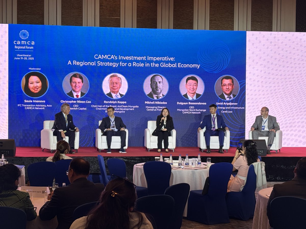 CAMCARegionalForum (@camcaforum) on Twitter photo Kicking off our plenary session on "#CAMCA's Investment Imperative: A Regional Strategy for a Role in the Global Economy" w/ Saule Imanova of IFC Transaction Advisory & panelists Randolph Koppa of <a href="/TDBMongolia/">TDBMongolia</a> and <a href="/AmChamMongolia/">AmCham Mongolia</a>, Mikheil Nibladze of #CerberusFrontier, Dulguun Kicking off our plenary session on "#CAMCA's Investment Imperative: A Regional Strategy for a Role in the Global Economy" w/ Saule Imanova of IFC Transaction Advisory & panelists Randolph Koppa of <a href="/TDBMongolia/">TDBMongolia</a> and <a href="/AmChamMongolia/">AmCham Mongolia</a>, Mikheil Nibladze of #CerberusFrontier, Dulguun