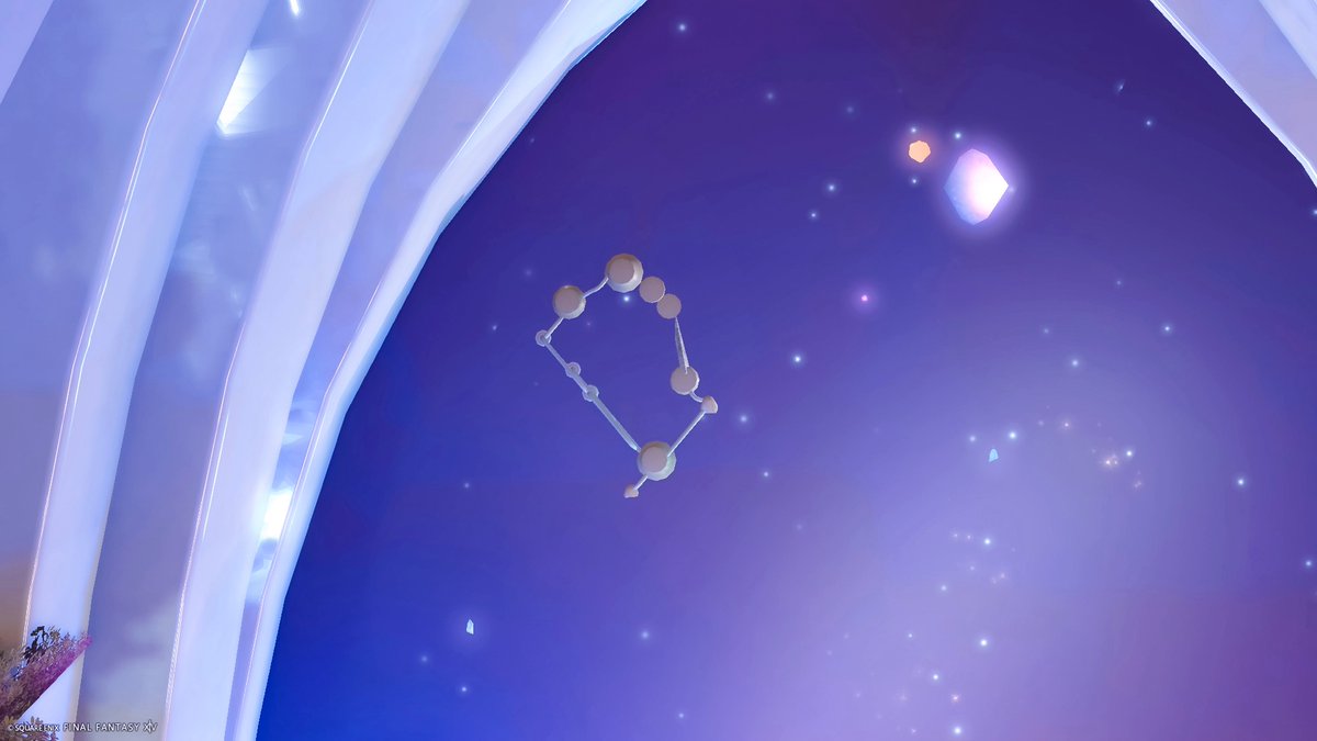 ss_photo_'s tweet image. それっぽく見えるように作ってみた星座☪️✴️
アゼムは設置数5個で済んだけどエメトセルクは18個使った。設置数増加アプデが来たら他のアシエンの星座も作ってプラネタリウム的なのやってみたいな〜
