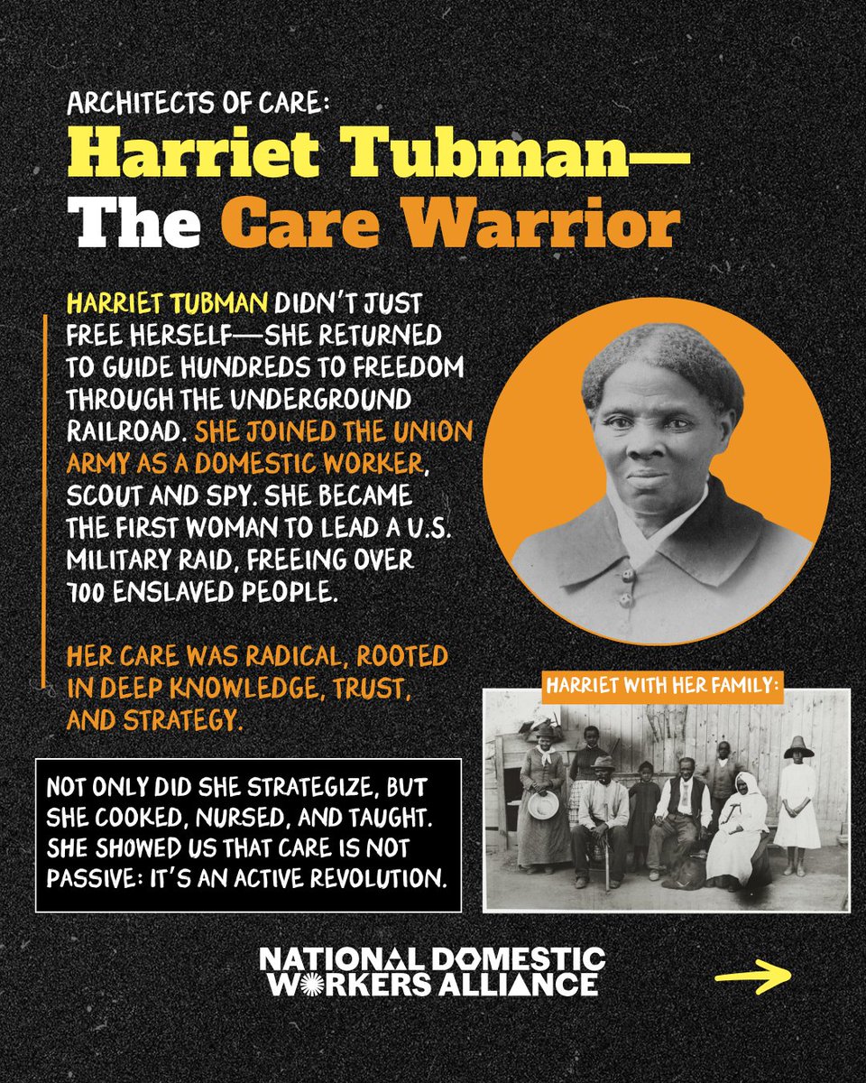 domesticworkers's tweet image. Juneteenth marks a delayed promise of freedom—and Black care workers have continued the fight.
From Dorothy Bolden to NDWA's We Dream in Black, Black women have always turned care into power.
Uplift their stories, support their leadership, and fight for protective policies.🧡💜