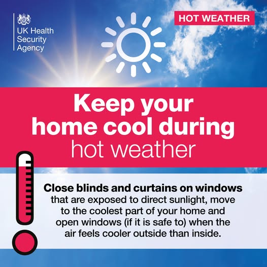 🔆 The Met Office have upgraded the Heat Health Alert to Amber from noon 19 June to 9am 23 June, which means significant impacts are likely across health and social care. Please keep an eye on people who may be at risk. Get tips on how to #BeatTheHeat orlo.uk/54ypZ