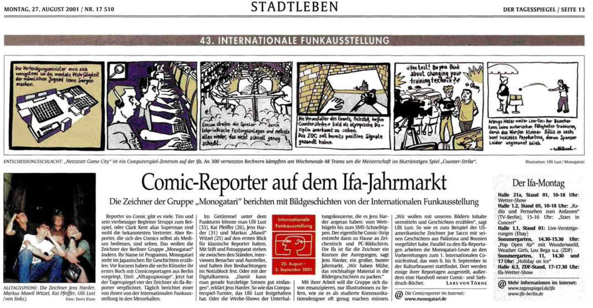 Lars von Törne (@lars_von_toerne) on Twitter photo Eine Perle aus den Tiefen des <a href="/Tagesspiegel/">Tagesspiegel</a> -Archivs: Vor 24 Jahren hat die gerade frisch gekürte Trägerin des Deutschen Sachbuchpreises Ulli Lust (tagesspiegel.de/kultur/comics/…) mal für unsere Zeitung gearbeitet: Als Comicreporterin auf der Internationalen Funkausstellung Ifa Eine Perle aus den Tiefen des <a href="/Tagesspiegel/">Tagesspiegel</a> -Archivs: Vor 24 Jahren hat die gerade frisch gekürte Trägerin des Deutschen Sachbuchpreises Ulli Lust (tagesspiegel.de/kultur/comics/…) mal für unsere Zeitung gearbeitet: Als Comicreporterin auf der Internationalen Funkausstellung Ifa