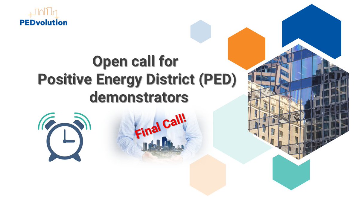 🚨 Final call! 

Applications to join #PEDvolution as a #PED demonstrator close soon!

Cities, districts &amp; communities can get up to €50K to test #interoperable, #digital solutions.

Apply now → lnkd.in/dtsQMvcr

#CleanEnergy #SmartCities #EnergyTransition #HorizonEurope