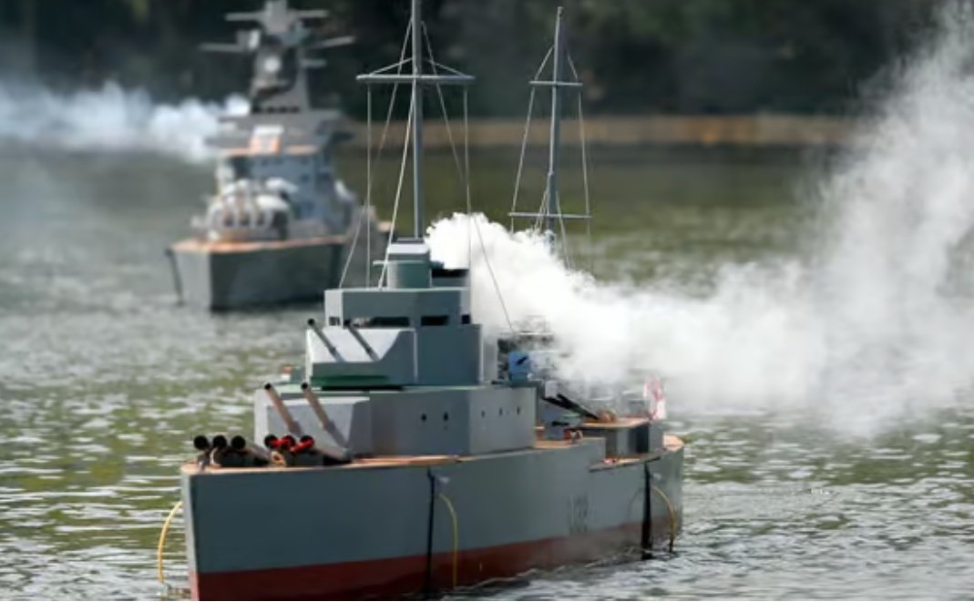Every summer the Battle of the River Plate is re-enacted with models on the lake of Peasholm Park.