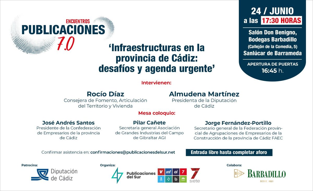 CEC (@ceccadiz) on Twitter photo Jorge Fernández-Portillo, secretario general de <a href="/faeccadiz/">FAEC Cádiz</a>, se suma a la mesa coloquio del próximo 24 de junio
Aquellos empresarios interesados en acudir, deberán inscribirse en: confirmaciones@publicacionesdelsur.net Jorge Fernández-Portillo, secretario general de <a href="/faeccadiz/">FAEC Cádiz</a>, se suma a la mesa coloquio del próximo 24 de junio
Aquellos empresarios interesados en acudir, deberán inscribirse en: confirmaciones@publicacionesdelsur.net