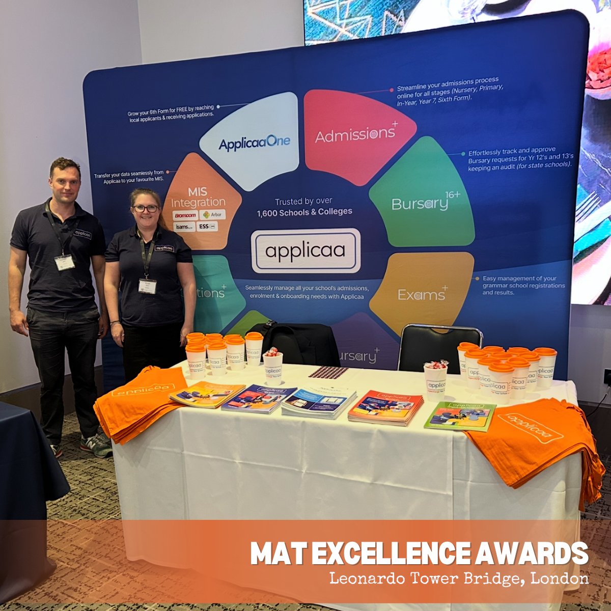 ✨We’re at the MAT Excellence Awards at Leonardo Tower Bridge, London! 🎉

Come and say hi to Guthrie and Katie at our stand — they’ll show you how Applicaa can simplify and transform processes across your Trust.

If you’re here today, don’t be shy — we’d love to connect!