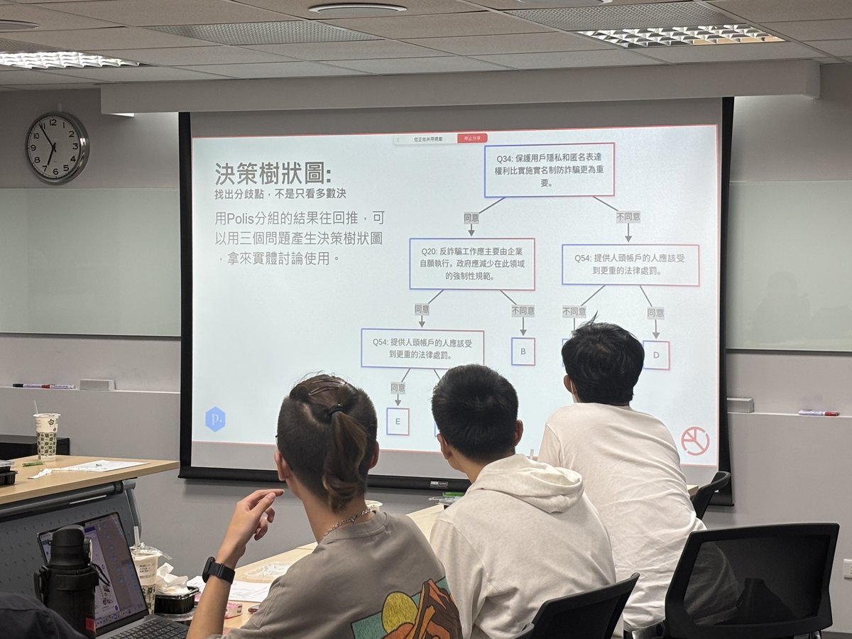 How can offline deliberation build on online input?
In recent vTaiwan workshops, we’ve been experimenting w/ decision trees — helping ppl locate themselves within opinion clusters. It deepens the conversation. Ppl engage &amp; care more when they feel they’re speaking for a group 🫶🏽