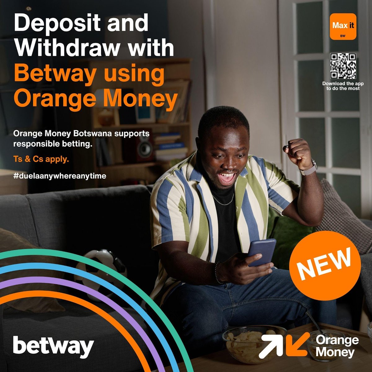 Don’t let the long process hold you back! Easy and secure deposits mean more opportunities to win. 🤑🏆
Make your Betway experience easier with Orange Money, relax and watch your bets roll in. 

Orange Money Botswana supports responsible betting. Ts &amp; Cs apply. 
#Betway