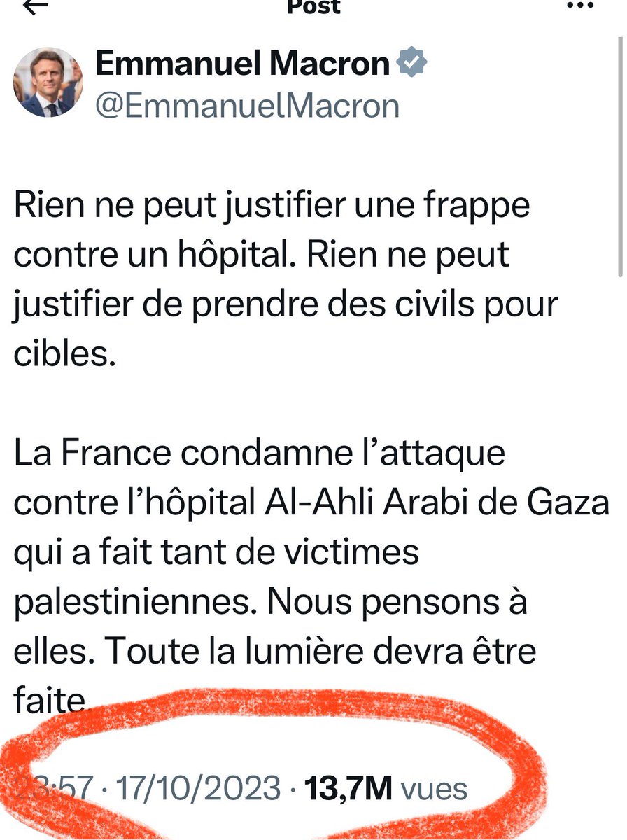 🇨🇵LaGauloise🎗️🇮🇱 (@lagauloisezzz) on Twitter photo Bonjour <a href="/EmmanuelMacron/">Emmanuel Macron</a> , allez vous condamner le bombardement de l’hôpital Soroka de Béer sheva par l’#Iran ???
Vous aviez tweeté très rapidement en oct 2023.
Vous écriviez : « Rien ne peut justifier de prendre des civils pour cible »
#Israel #Iran Bonjour <a href="/EmmanuelMacron/">Emmanuel Macron</a> , allez vous condamner le bombardement de l’hôpital Soroka de Béer sheva par l’#Iran ???
Vous aviez tweeté très rapidement en oct 2023.
Vous écriviez : « Rien ne peut justifier de prendre des civils pour cible »
#Israel #Iran