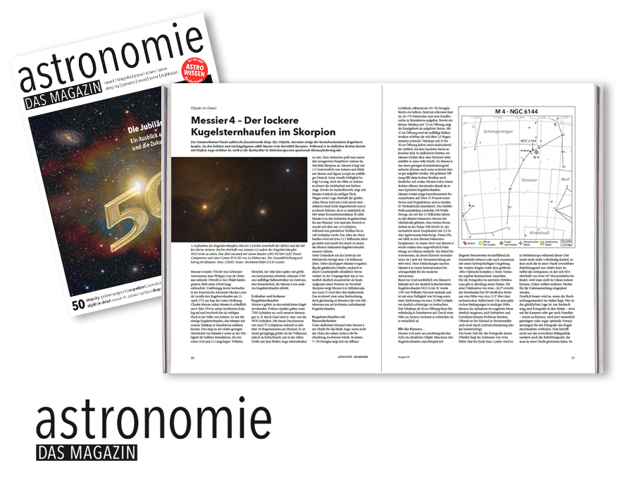 AstronomieMag's tweet photo. Objekt im Detail

Messier 4 – Der lockere Kugelsternhaufen im Skorpion

Die Objektvorstellung von M. Feiler und B. Strauch findet ihr in der aktuellen Jubiläumsausgabe 50 von astronomie - DAS MAGAZIN 🤩

Bestellung Einzelheft https://t.co/rHzq7KTPP7

ABO https://t.co/irv3nnQgE8 https://t.co/iqxqS2FwWE