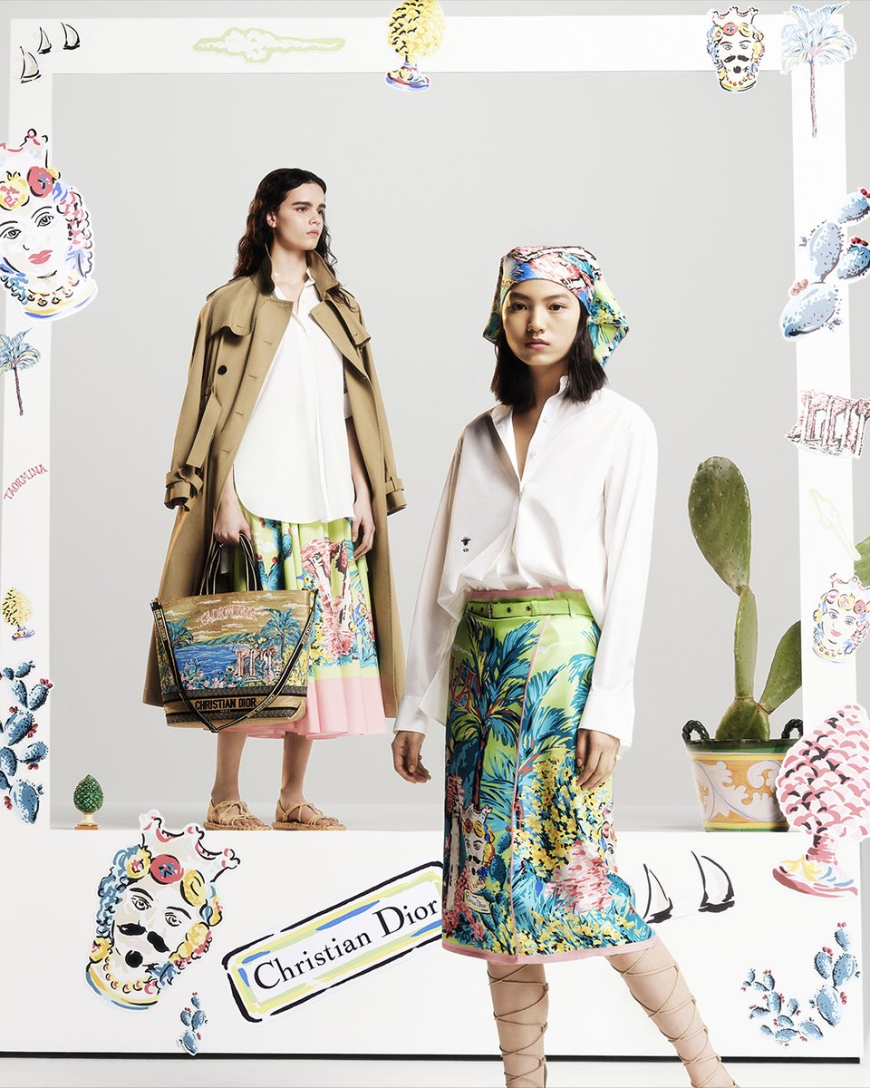 Dior's tweet photo. The 'Dior Souvenir' capsule, designed by Maria Grazia Chiuri, traces a journey through past show spaces and resort escapes, wrapped in prints, places, and silhouettes shaped by the spirit of travel. Discover more https://t.co/7Nr9u6GHRa. https://t.co/FYJX3frrlP
