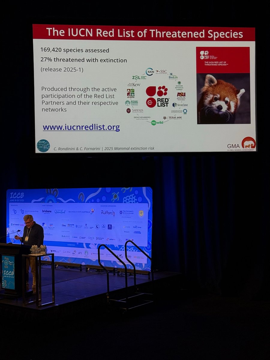 GMA Lab (@global_mammal) on Twitter photo We are happy to share that <a href="/carlorondinini/">carlo rondinini</a>
just presented at #ICCB2025 on “The global extinction risk of mammals in 2025”, co-authored Claudia Fornarini 🐾A powerful talk in the symposium Global trends, threats, and conservation of mammals 📷#biodiversity #conservation #mammals We are happy to share that <a href="/carlorondinini/">carlo rondinini</a>
just presented at #ICCB2025 on “The global extinction risk of mammals in 2025”, co-authored Claudia Fornarini 🐾A powerful talk in the symposium Global trends, threats, and conservation of mammals 📷#biodiversity #conservation #mammals