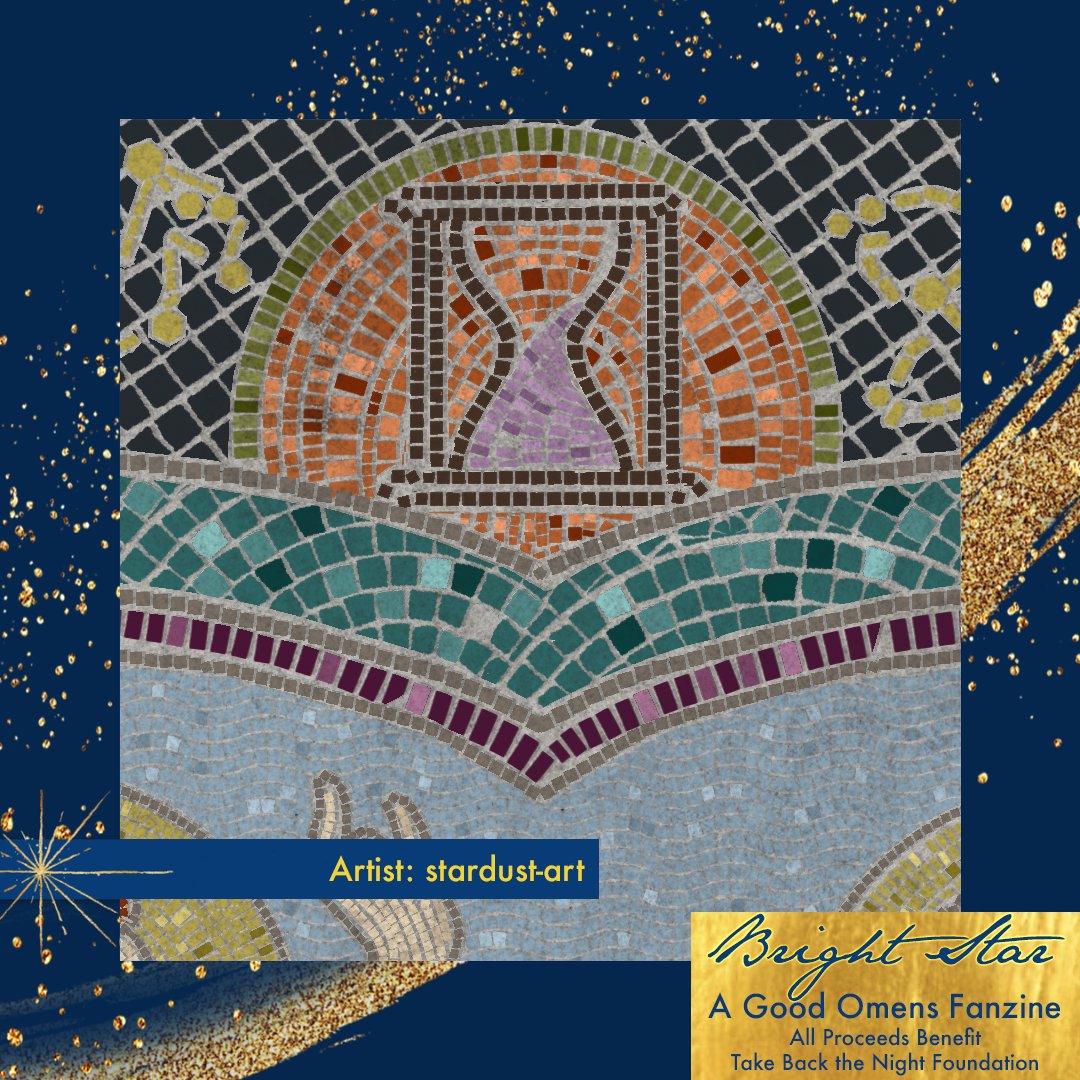 This beautiful mosaic by stardust-art is featured in 'Bright Star', our celestial zine themed in tribute to the 'Take Back the Night Foundation'! All profits will go towards helping SA victims. 

pyracantha.itch.io/bright-star

#goodomens #oowsfundraiser #brightstarzine