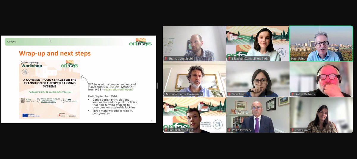 How can #EUAgriPolicy support a real shift to sustainable farming?
<a href="/HumboldtUni/">Humboldt-Universität zu Berlin</a> hosted a digital #ENFASYS workshop with members of the EU Strategic Dialogue to explore insights on #CAP reform, value chain fairness &amp; behavioural change.

📍Join us:
📝 form.jotform.com/251182942561053