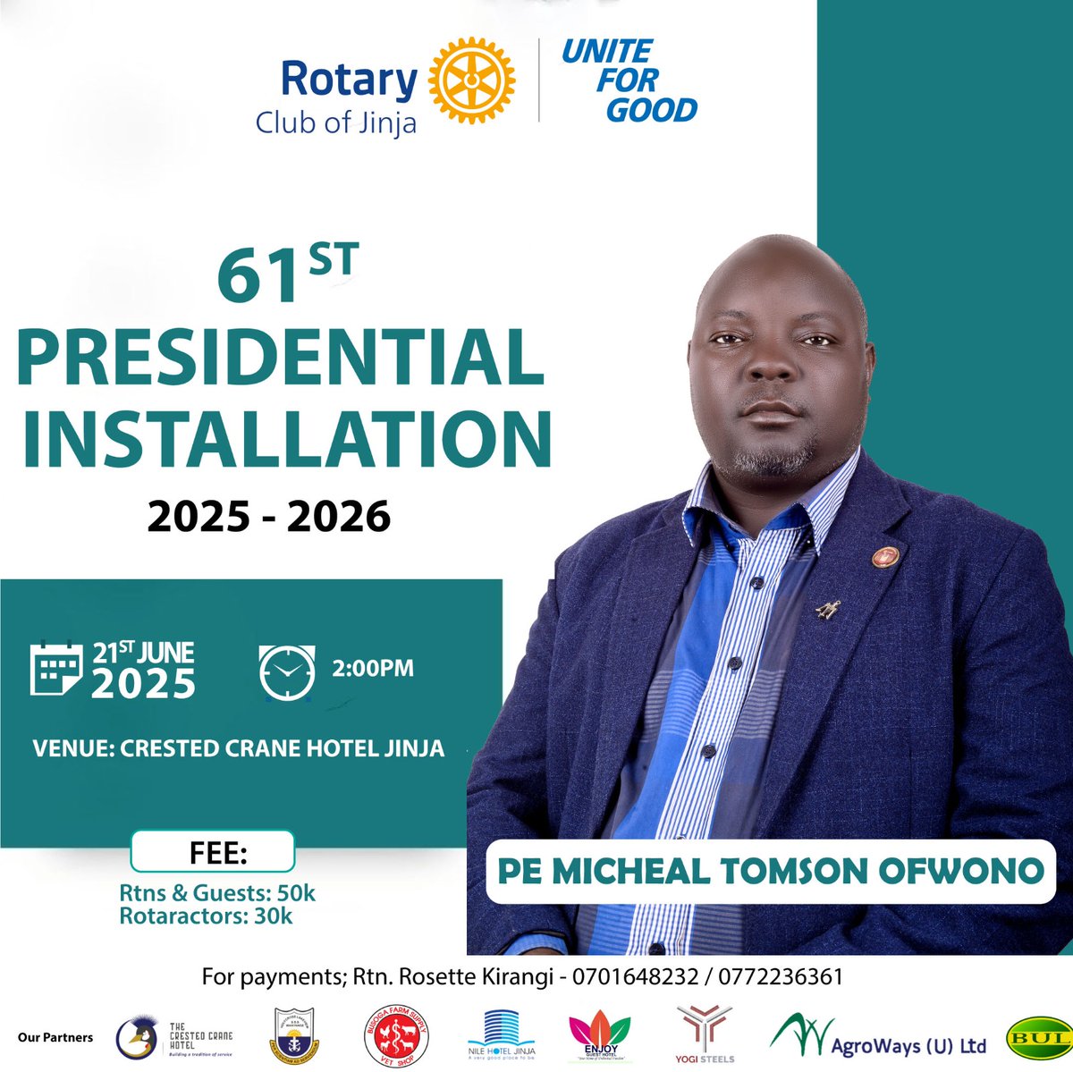ROTARY CLUB OF JINJA-D9213 (@rotaryclubjinja) on Twitter photo Our 61st installation is underway. Please get a card to attend. A card goes for 50k. Join us that day
<a href="/rotaryd9213/">Rotary District 9213</a> <a href="/rotaryd9214/">RotaryDistrict9214</a> <a href="/dgrotaryd9213/">DG Geoffrey Martin Kitakule</a> Our 61st installation is underway. Please get a card to attend. A card goes for 50k. Join us that day
<a href="/rotaryd9213/">Rotary District 9213</a> <a href="/rotaryd9214/">RotaryDistrict9214</a> <a href="/dgrotaryd9213/">DG Geoffrey Martin Kitakule</a>