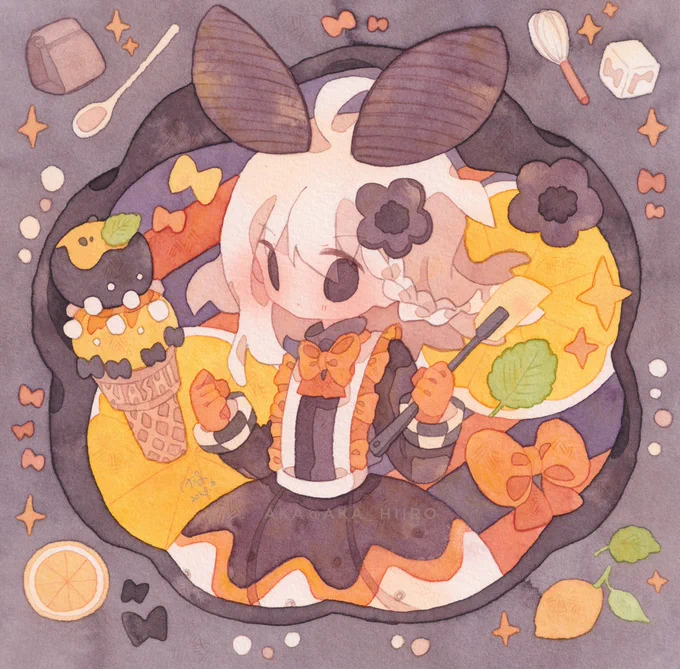 「キアシちゃんのアイスクリーム作り」 #透明水彩
