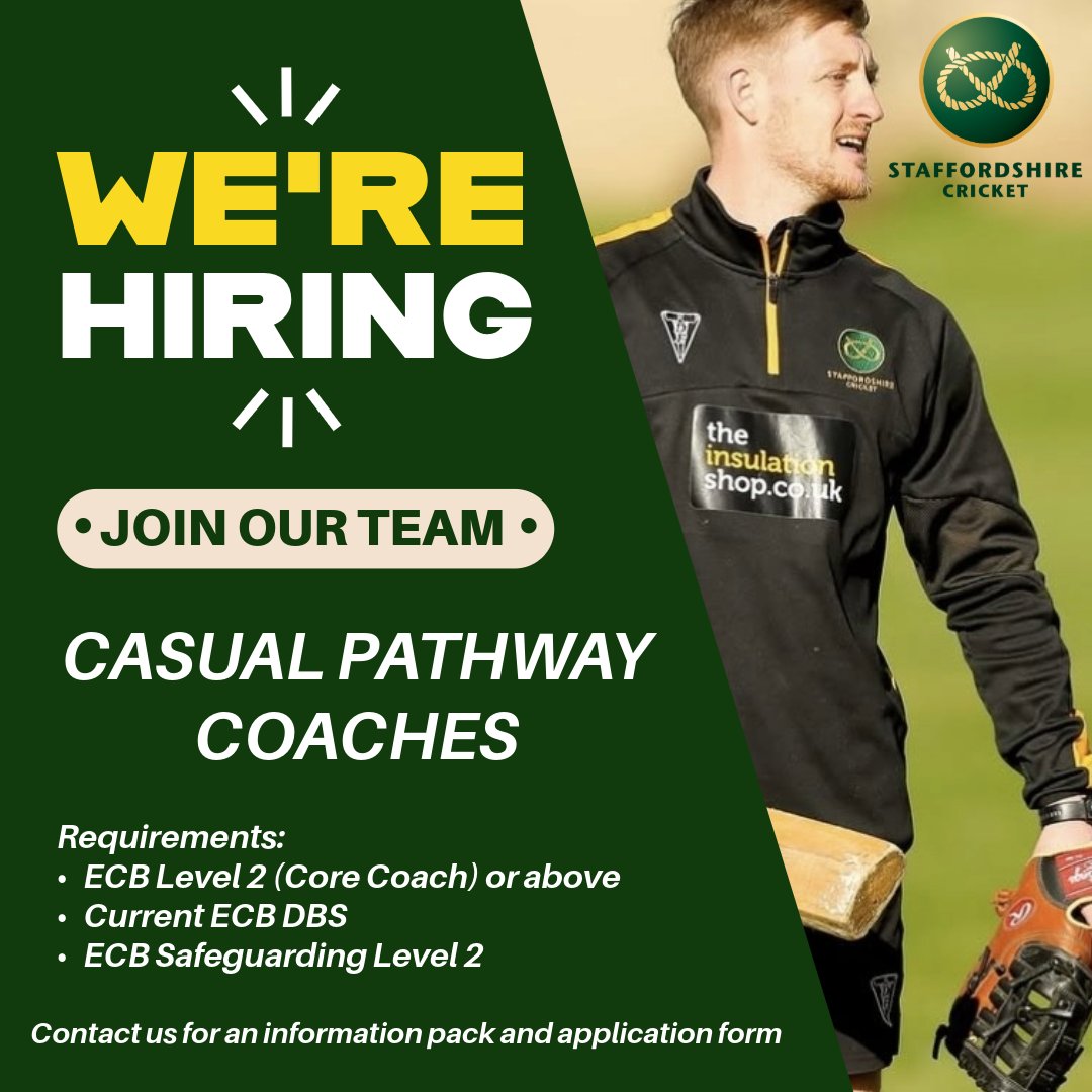 StaffsCricket's tweet photo. Are you passionate about nurturing young talent and shaping the future of the game? Do you want a platform to grow your coaching career in a supportive, ambitious environment?

If so, we want you on our team!

Click for more details: https://t.co/5VF6C22FvC https://t.co/kqp4An4Dp0