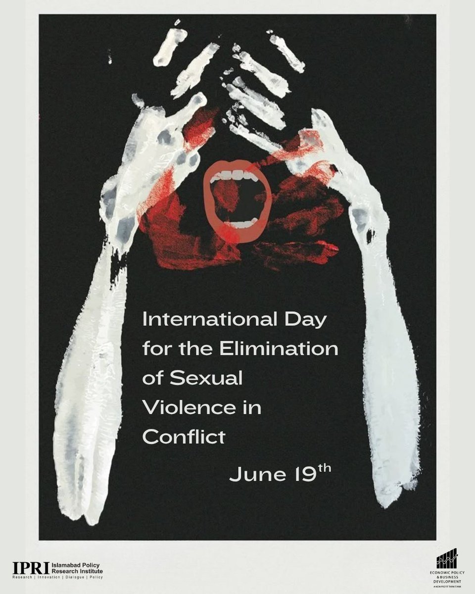 IPRI_Pak's tweet photo. IPRI Threads|
International Day for the Elimination of Sexual Violence in Conflict
Curated by International Law Researcher @hajrahashmiii
#NoExcuse #SexualViolence #ConflictRelatedSexualViolence #EndRapeInWar #HearMeToo @UN @UNDPPA @unwomen_pak @EPBDT https://t.co/VXUgzSB54i