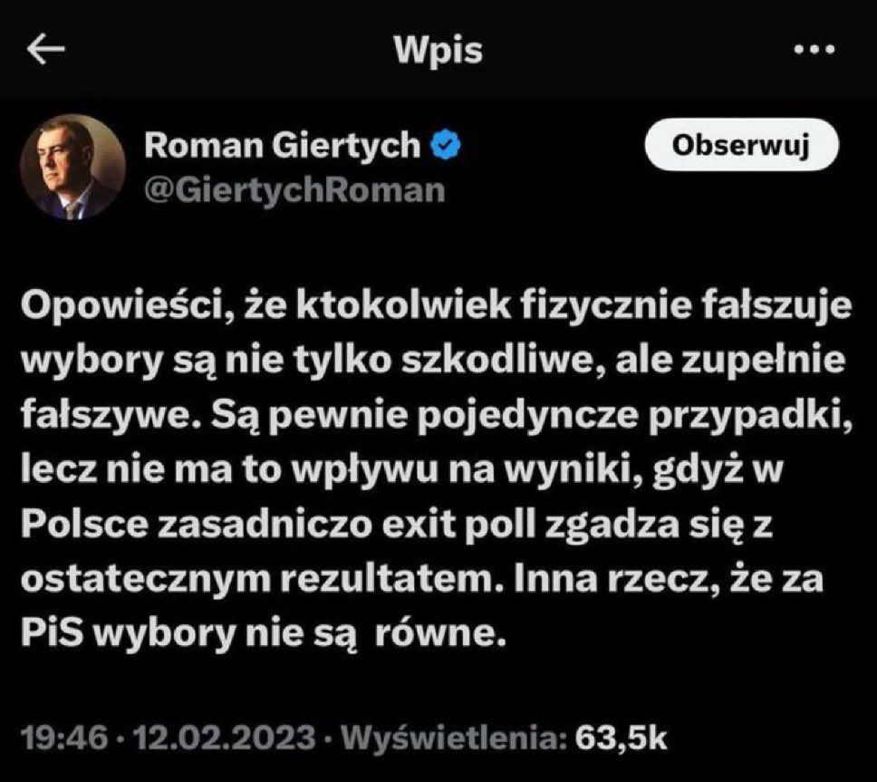 To właśnie gwarantuje transparentność wyborów i uczciwość w liczeniu głosów. 
Związanie miejscem i czasem oraz krzyżowe zależności tworzą tak rozbudowany system wzajemnej kontroli, że wyborów systemowo nie da się sfałszować. 

Wie o tym nawet adw. Giertych. 
4/11