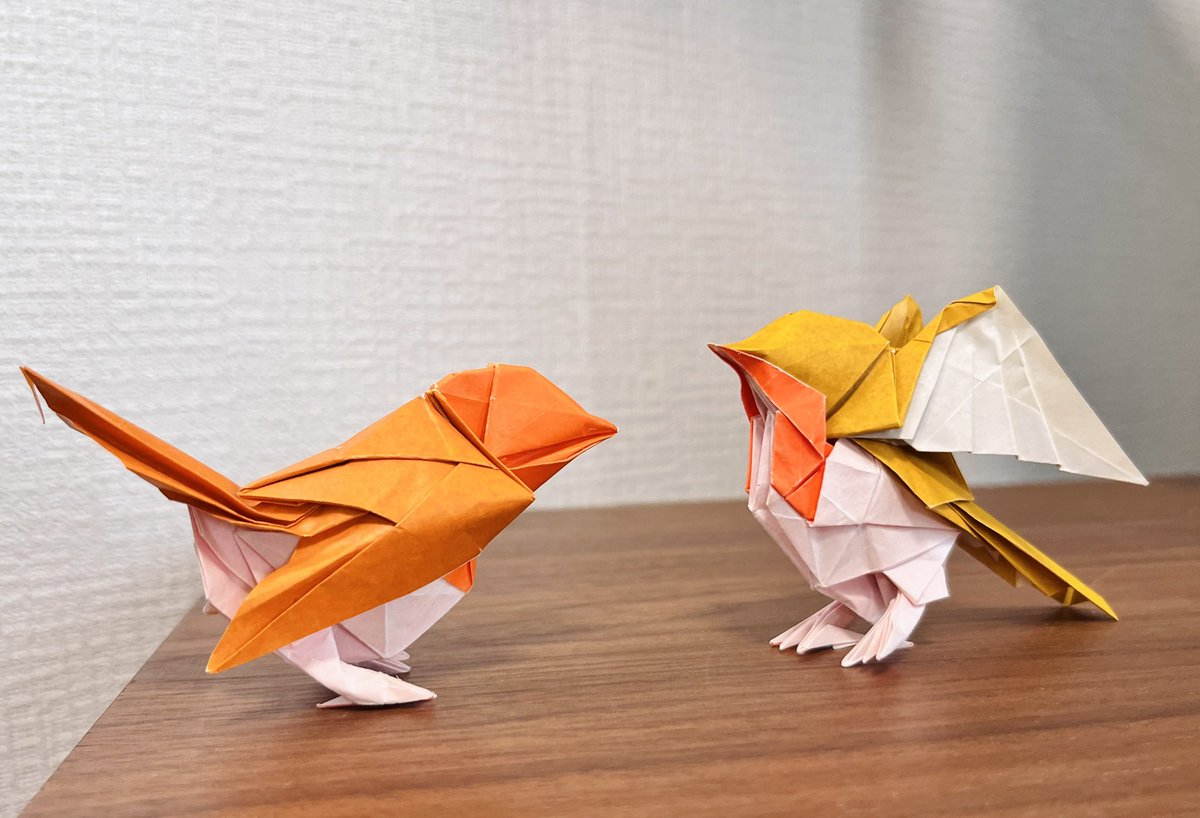 新作はヨーロッパコマドリ、英国で人気の鳥。せっかくなので在来コマとツーショット

 #折り紙作品
#EuropeanRobin