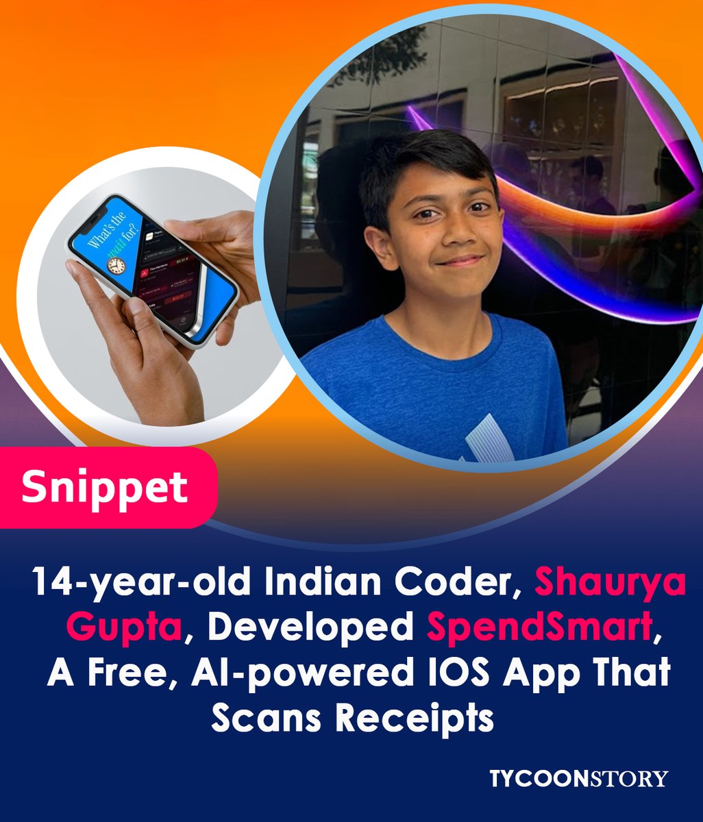 TycoonStoryCo's tweet photo. 🚨 A 14-year-old Indian coder just built an AI Expense Tracker App that scans receipts, logs expenses, and helps you manage your money — all in seconds.
Here’s why SpendSmart is going viral 👇
https://t.co/ZRjBOSKXFh
#aiexpensetrackerapp #teentech #indiatech https://t.co/2bVvYPDlol