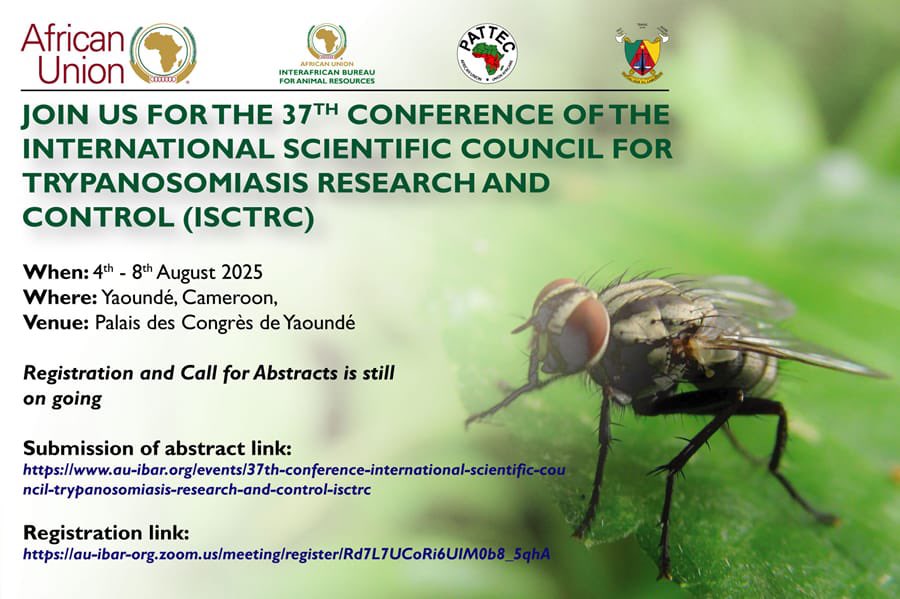 ⏳ 1 day left to submit abstracts for #ISCTRC37!

Be part of the conversation on #trypanosomiasis research. 

Apply now:
🔗 au-ibar.org/isctrc37-regis…

#OneHealth #ResearchAfrica