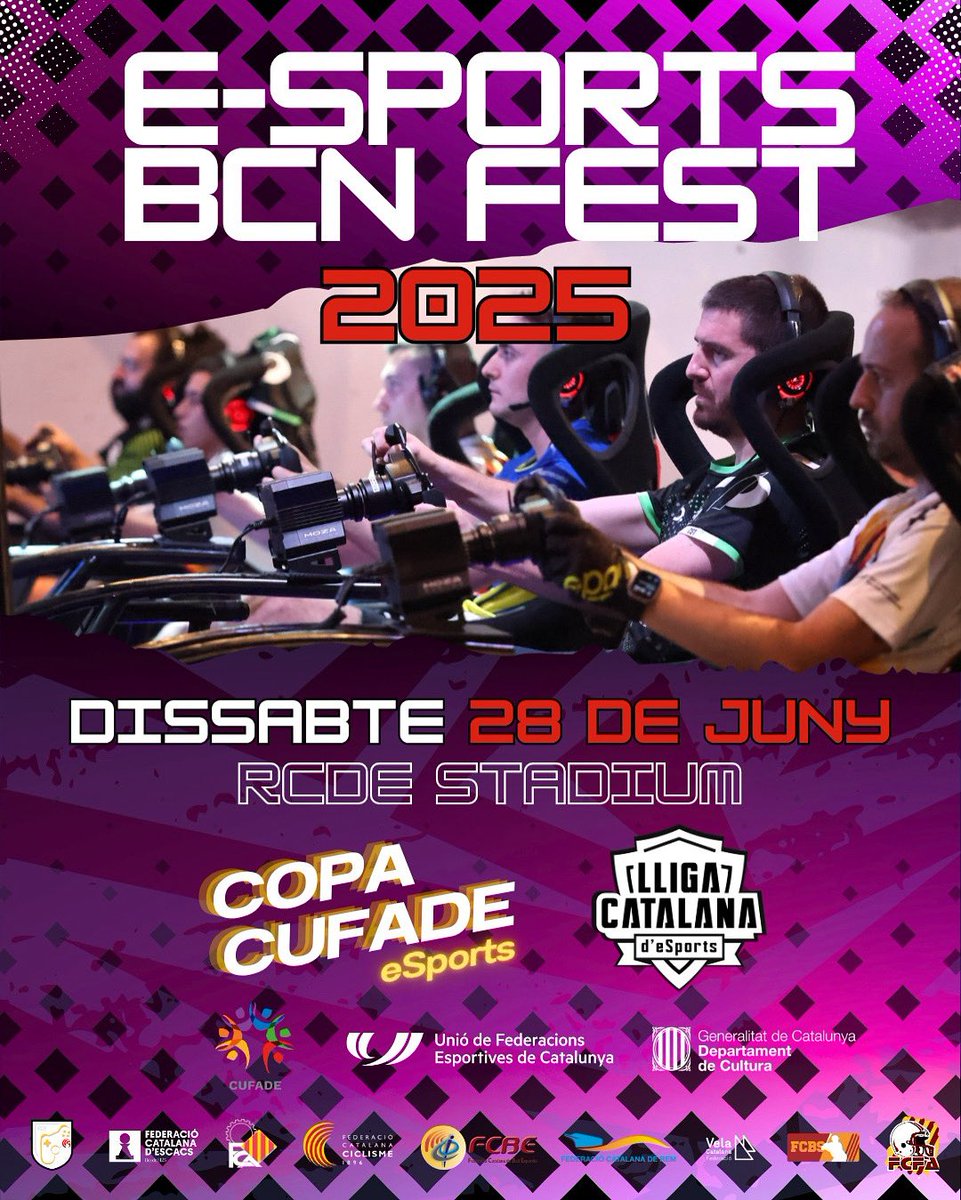 Unió de Federacions Esportives de Catalunya (@ufeccat) on Twitter photo 🎮🔥 El dissabte 28 de juny, els e-Sports prenen l’<a href="/rcde_stadium/">RCDE Stadium</a> amb un esdeveniment imparable: arriba el 𝐄-𝐒𝐩𝐨𝐫𝐭𝐬 𝐁𝐂𝐍 𝐅𝐞𝐬𝐭!
🏆 Viurem en directe les finals presencials de la Lliga Catalana d’eSports i també la Copa CUFADE, amb els millors jugadors de diferents 🎮🔥 El dissabte 28 de juny, els e-Sports prenen l’<a href="/rcde_stadium/">RCDE Stadium</a> amb un esdeveniment imparable: arriba el 𝐄-𝐒𝐩𝐨𝐫𝐭𝐬 𝐁𝐂𝐍 𝐅𝐞𝐬𝐭!
🏆 Viurem en directe les finals presencials de la Lliga Catalana d’eSports i també la Copa CUFADE, amb els millors jugadors de diferents