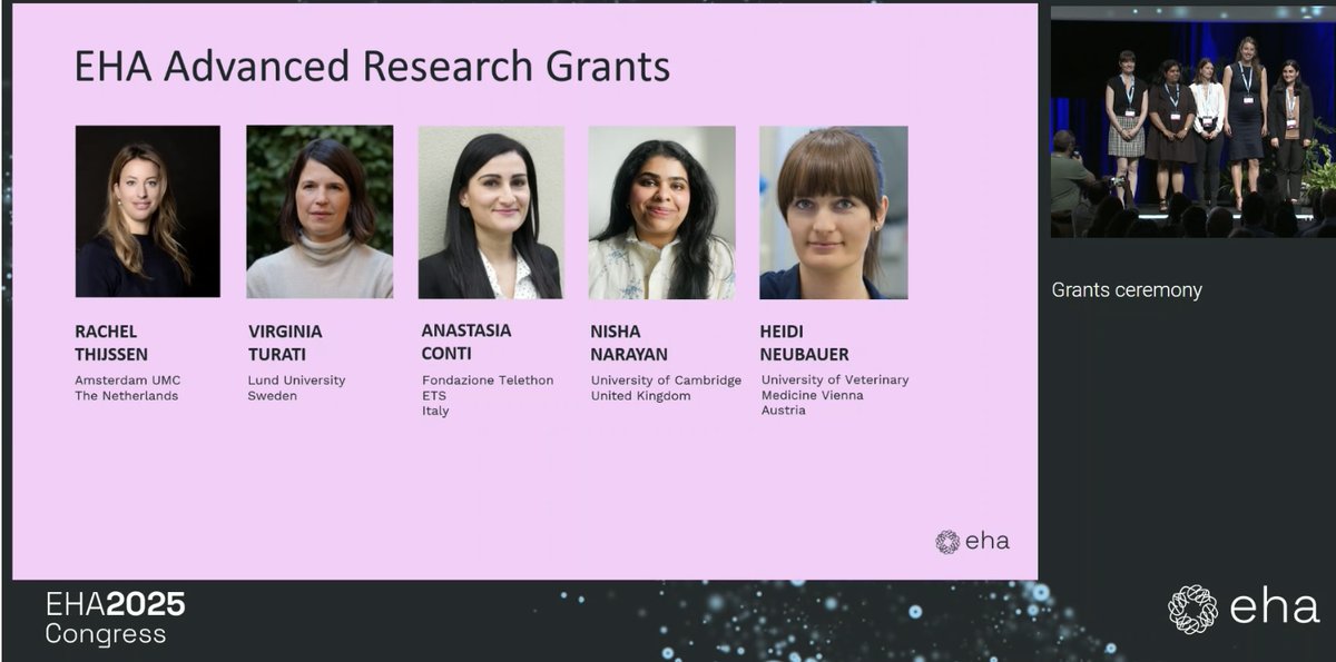 NishaNarayan15's tweet image. Extremely honoured to have been awarded an @EHA_Hematology Advanced Research Grant at the #EHA2025 in picturesque Milan! Looking forward to starting the exciting research this award has funded and thrilled to be among the talented women who share this honour with me this year!