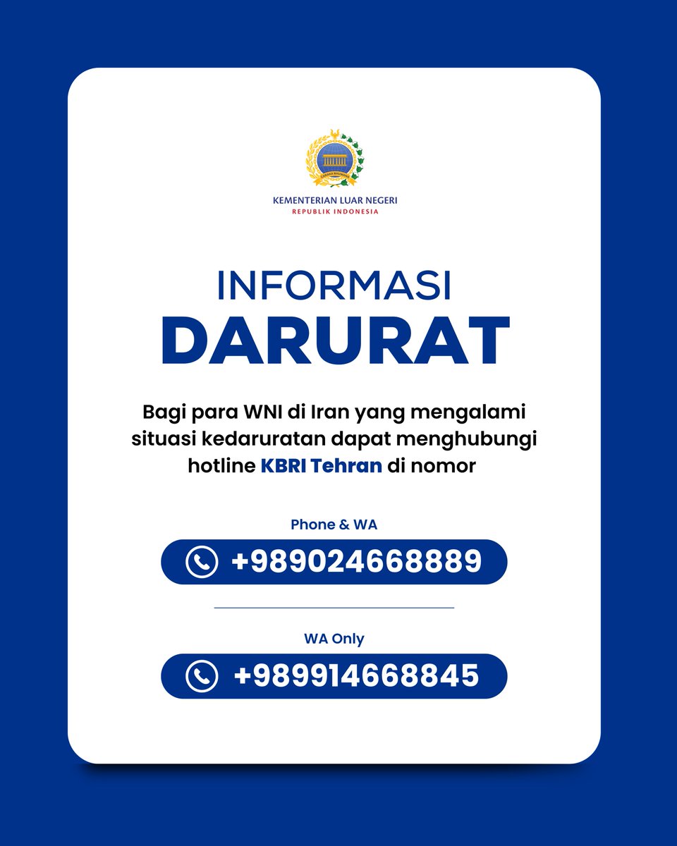 Kemlu_RI's tweet image. Imbauan kepada para WNI di Iran.