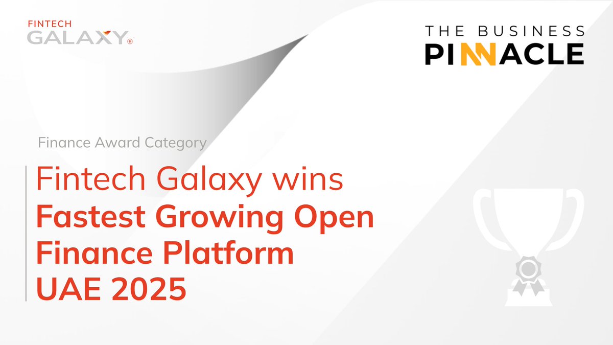 🎉Excited to share that Fintech Galaxy has been recognized as the Fastest Growing Open Finance Platform in UAE for 2025!

Here’s to fueling growth and powering possibilities!

#OpenBanking #openfinance   #AwardWinning #FinancialInclusion
