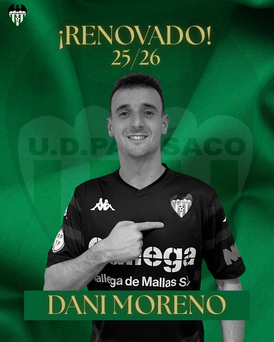 💥 RENOVADO! 🧤💚

O porteiro Dani Moreno continuará defendendo a portería da UD Paiosaco unha tempada máis!

Un seguro baixo a nosa rede que seguirá loitando por estes cores! 🟢⚪

#DaniMoreno #udpaiosaco2526 #Renovacion #SeguimosLoitando  💚⚽🧤