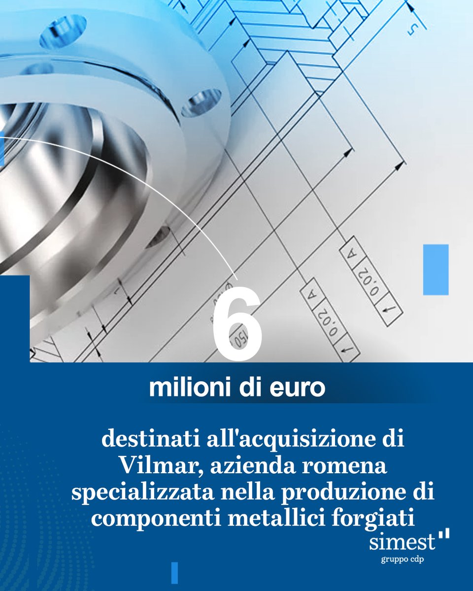 SIMEST_IT's tweet photo. 🔹 SIMEST sostiene la crescita in #Europa di Special Flanges, azienda lombarda leader nella produzione di componenti metallici per uso industriale.
📍 Il nostro intervento ha contribuito all’acquisizione della società romena Vilmar S.A., attiva nella produzione di componenti forgiati per settori strategici come #OilAndGas, #nucleare, #petrolchimico, idrico e militare.
💶 Un investimento complessivo di €6 milioni, comprensivo anche delle risorse pubbliche di Venture Capital, che SIMEST gestisce in convenzione con @ItalyMFA, per accompagnare il gruppo in un importante progetto di espansione internazionale.
🎯 Obiettivi dell’operazione:
▪️ Integrazione di competenze progettuali e produttive evolute
▪️ Rafforzamento della presenza in un’area ad alto potenziale
▪️ Maggiore capacità produttiva e sinergie industriali
#internazionalizzazione #PMI #export #SIMEST #MadeInItaly #industria #venturecapital
#19giugno